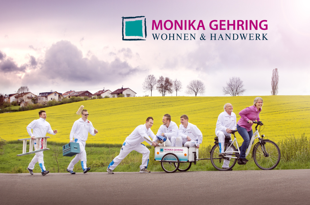 Monika Gehring Wohnen & Handwerk Fahrrad mit Mitarbeitern